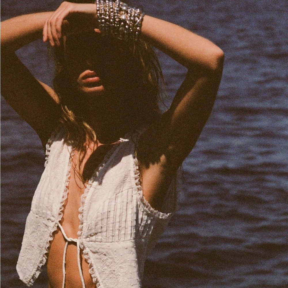 Zara White Textured Camisole
